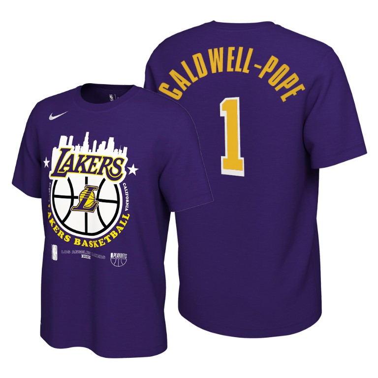 Men's Los Angeles Lakers Kentavious Caldwell-Pope #1 NBA 2021 City DNA Playoffs Purple Basketball T-Shirt RXR4283KX
